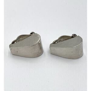 Zina 925 Sterling Silver Contemporary Modernist Clip On Earrings